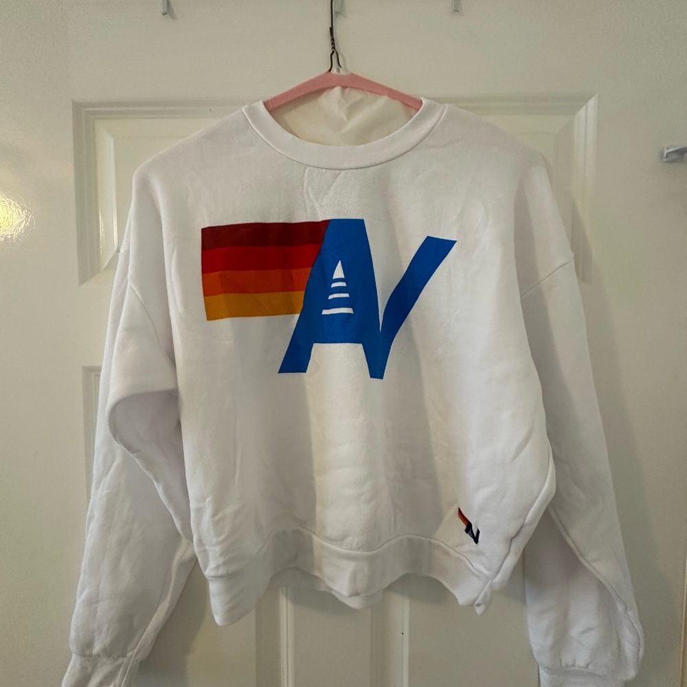 Aviator nation LOGO RELAXED CREW SWEATSHIRT - WHITE